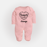 Cousin Connection Sleep Suit / Full Sleeve Bodysuit | Customizable Baby Clothing - BABY PINK - New Born (Chest 7.5")