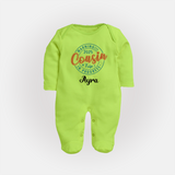My First Cousin Bond Sleep Suit / Full Sleeve Bodysuit | Celebrate Family Ties - LIME GREEN - New Born (Chest 7.5")
