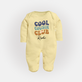 Baby Cousin Bond Sleep Suit / Full Sleeve Bodysuit | Custom Name Options - PASTEL YELLOW - New Born (Chest 7.5")