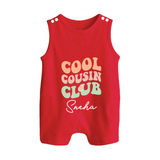Baby Cousin Bond Romper Suit / Sleeveless Romper | Custom Name Options - RED - 0 - 5 Months Old (Chest 18")