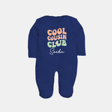 Baby Cousin Bond Sleep Suit / Full Sleeve Bodysuit | Custom Name Options - NAVY BLUE - New Born (Chest 7.5")