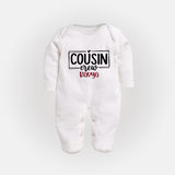 Cousin Vibes Only Sleep Suit / Full Sleeve Bodysuit | Festive Wear for Babies - WHITE - New Born (Chest 7.5")