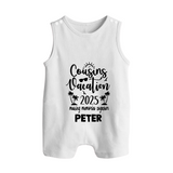 Cousin Adventures Romper Suit / Sleeveless Romper Outfit | Soft and Breathable - WHITE - 0 - 5 Months Old (Chest 18")