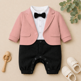 Charming Tuxedo Romper – Elegant Formal Outfit for Little Ones
