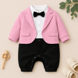 Charming Tuxedo Romper – Elegant Formal Outfit for Little Ones