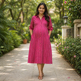 Berry Blush Vertical Stripes Maternity Dress Collection
