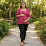 Berry Blush Vertical Stripes Maternity Dress Collection