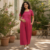 Berry Blush Vertical Stripes Maternity Dress Collection
