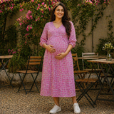 Pink Gingham Customized Maternity Dress