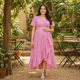 Pink Gingham Customized Maternity Dress