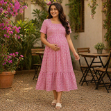 Pink Gingham Customized Maternity Dress