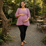 Pink Gingham Customized Maternity Dress