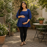 Elegant Navy Blue Maternity Dress