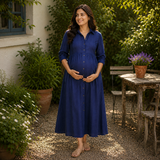 Elegant Navy Blue Maternity Dress