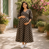 Modern Geometric Check Maternity Collection