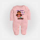 Little Deepam Diwali Full Body Suit - BABY PINK - New Born (Chest 7.5")