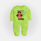 Little Deepam Diwali Full Body Suit - LIME GREEN - New Born (Chest 7.5")