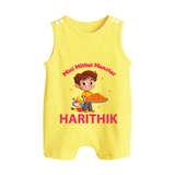 Mini Mithai Monster Button Romper - PASTEL YELLOW - New Born (Chest 18")