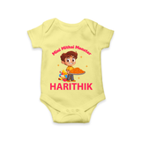 Mini Mithai Monster Romper - PASTEL YELLOW - New Born (Chest 14")