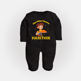 Mini Mithai Monster Full Body Suit - BLACK - New Born (Chest 7.5")