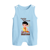 Diwali Outfit Star Button Romper - BABY BLUE - New Born (Chest 18")