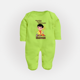 Diwali Outfit Star Full Body Suit - LIME GREEN - New Born (Chest 7.5")
