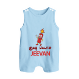 Kutty Pattasu Button Romper - BABY BLUE - New Born (Chest 18")