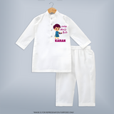 Little Deepam Boy Kurta - WHITE - 3 - 6 Months Old (Chest 24", Kurta Length 14'', Waist 19", Pant Length 14")