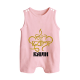 Shubh Diwali Sparkle Button Romper - BABY PINK - New Born (Chest 18")