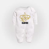 Shubh Diwali Sparkle Full Body Suit - WHITE - New Born (Chest 7.5")