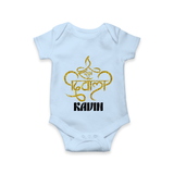 Shubh Diwali Sparkle Romper - BABY BLUE - New Born (Chest 14")