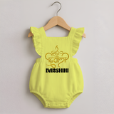 Shubh Diwali Sparkle Romper Frock - PASTEL YELLOW - 0 - 3 Months Old (Chest 19")