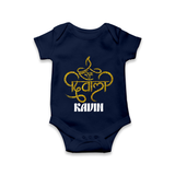 Shubh Diwali Sparkle Romper - NAVY BLUE - New Born (Chest 14")