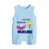 Little Spark Big Dhamaka Button Romper - BABY BLUE - New Born (Chest 18")