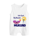 Little Spark Big Dhamaka Button Romper - WHITE - New Born (Chest 18")
