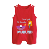 Little Spark Big Dhamaka Button Romper - RED - New Born (Chest 18")