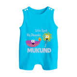 Little Spark Big Dhamaka Button Romper - SKY BLUE - New Born (Chest 18")