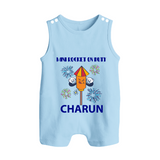 Mini Rocket Diwali Button Romper - BABY BLUE - New Born (Chest 18")
