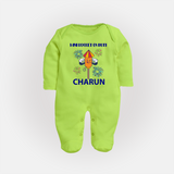 Mini Rocket Diwali Full Body Suit - LIME GREEN - New Born (Chest 7.5")