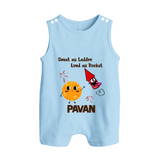 Sweet Laddu Rocket Button Romper - BABY BLUE - New Born (Chest 18")