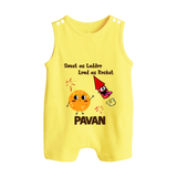 Sweet Laddu Rocket Button Romper - PASTEL YELLOW - New Born (Chest 18")