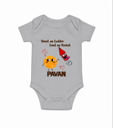 Sweet Laddu Rocket Romper - GREY - New Born (Chest 14")
