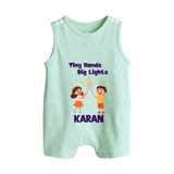 Tiny Hands Big Lights Button Romper - MINT GREEN - New Born (Chest 18")