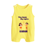 Tiny Hands Big Lights Button Romper - PASTEL YELLOW - New Born (Chest 18")