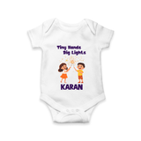 Tiny Hands Big Lights Romper - WHITE - New Born (Chest 14")
