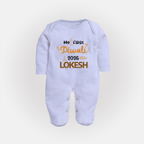 My First Diwali Celebration Full Body Suit - BABY BLUE - New Born (Chest 7.5")