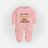 My First Diwali Celebration Full Body Suit - BABY PINK - New Born (Chest 7.5")