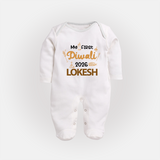My First Diwali Celebration Full Body Suit - WHITE - New Born (Chest 7.5")