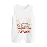 My First Diwali Sparkling Moments Button Romper - WHITE - New Born (Chest 18")