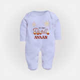 My First Diwali Sparkling Moments Full Body Suit - BABY BLUE - New Born (Chest 7.5")